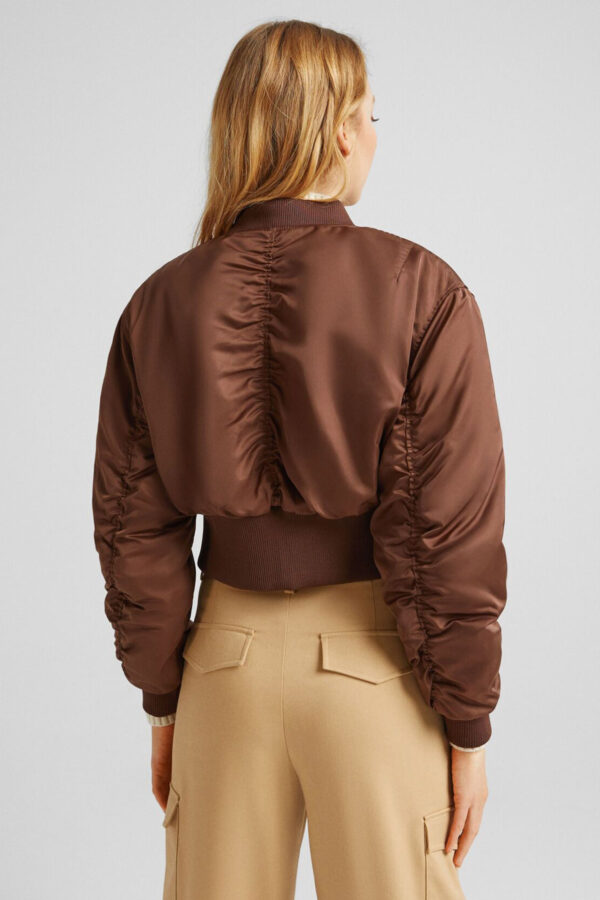 ⁦Cropped Satin Bomber Jacket⁩ - الصورة ⁦2⁩