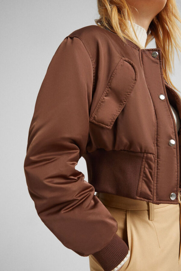 ⁦Cropped Satin Bomber Jacket⁩ - الصورة ⁦3⁩