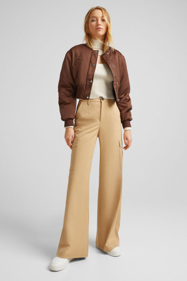⁦Cropped Satin Bomber Jacket⁩ - الصورة ⁦4⁩