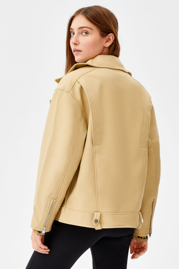 ⁦Oversize Faux Leather Biker Jacket⁩ - الصورة ⁦2⁩