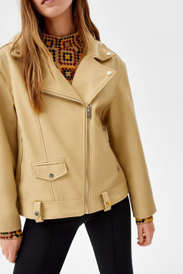 ⁦Oversize Faux Leather Biker Jacket⁩ - الصورة ⁦4⁩