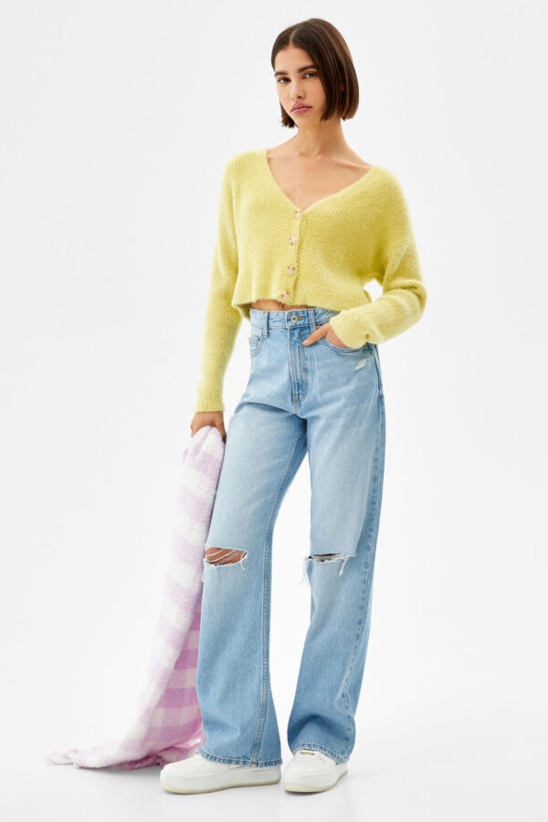 ⁦Fuzzy Button-Up Cardigan⁩ - الصورة ⁦4⁩