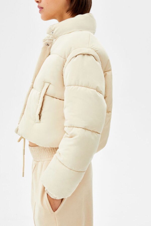 ⁦Short Nylon-Effect Puffer Jacket⁩ - الصورة ⁦3⁩