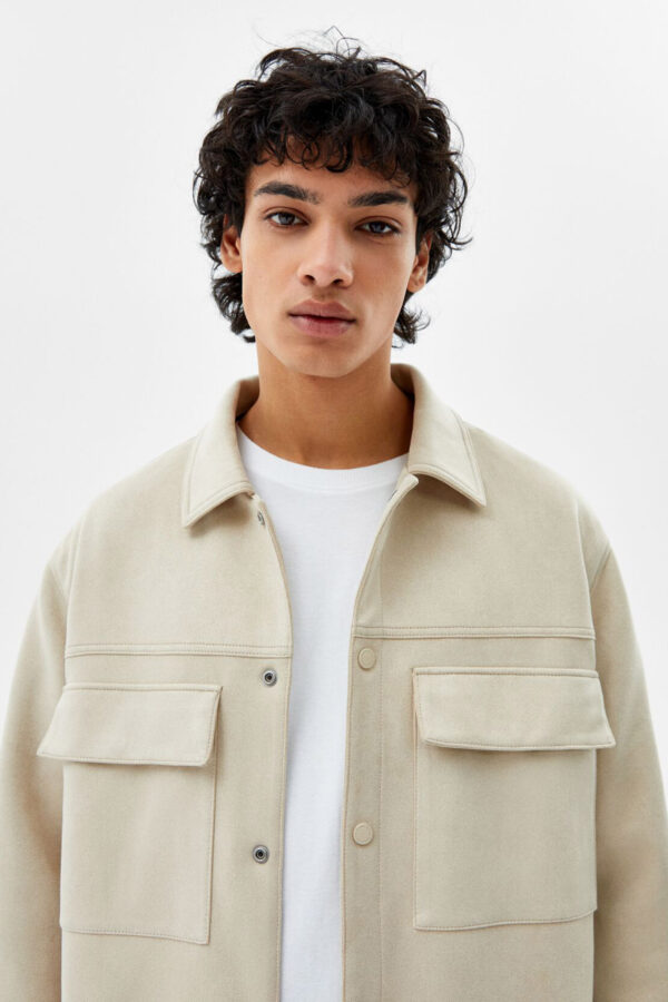 ⁦Faux Suede Jacket With Pockets⁩ - الصورة ⁦3⁩
