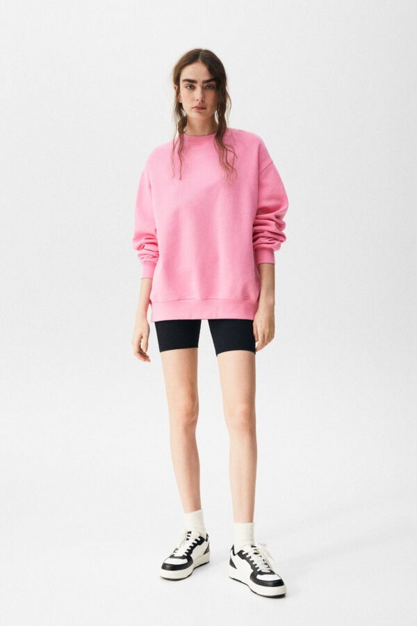 ⁦Basic Oversize Fleece Sweatshirt⁩ - الصورة ⁦4⁩