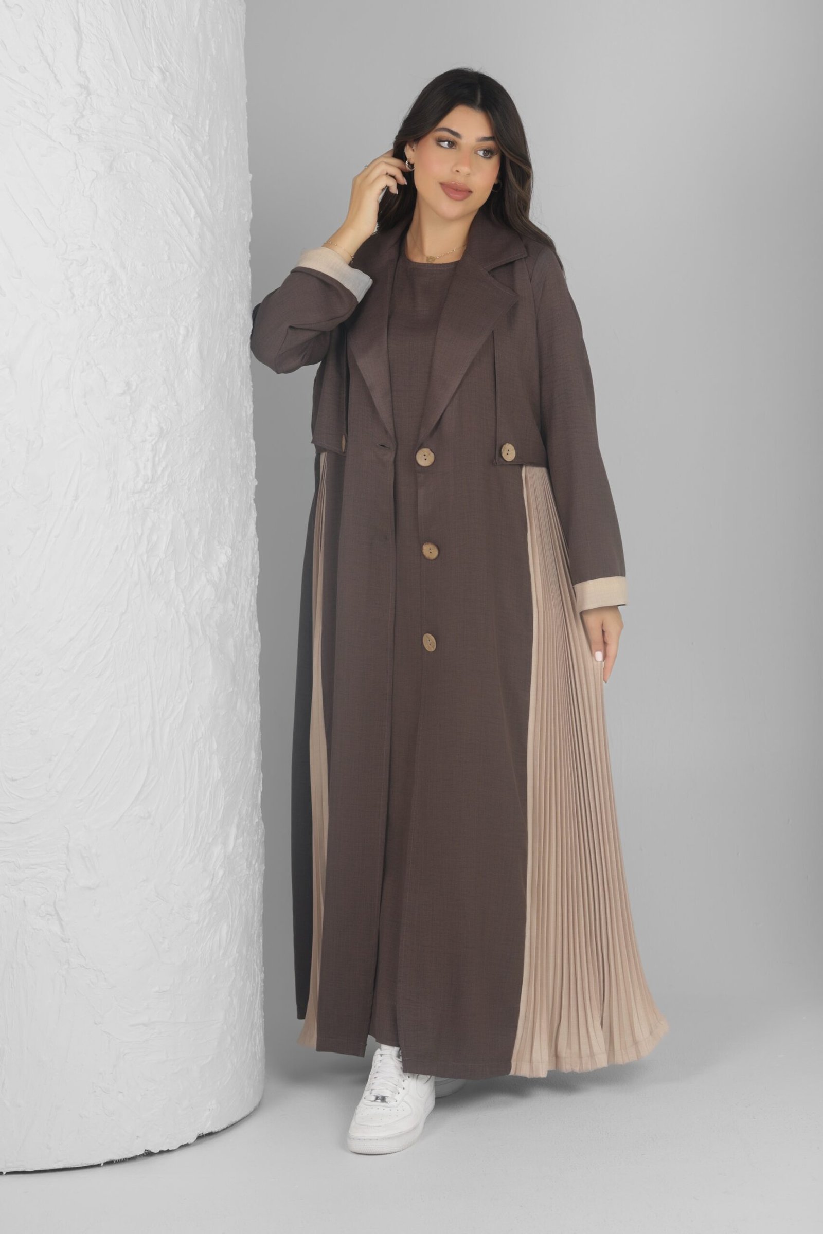 عباية سفره قطعتين جاكيت مع درس خامة لنن ممتاز مكسري علي جانب