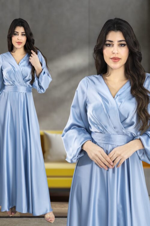 فستان نسائي سهرة خامة لنن ممتاز