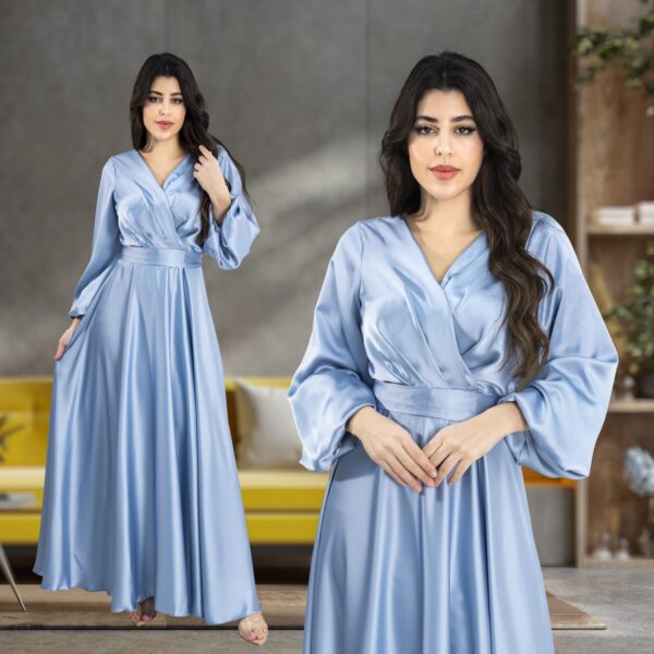 فستان نسائي سهرة خامة لنن ممتاز