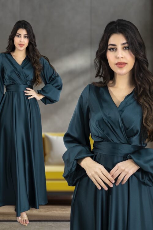 فستان نسائي سهرة خامة لنن ممتاز