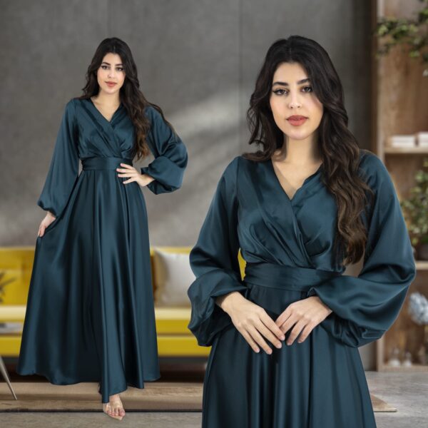 فستان نسائي سهرة خامة لنن ممتاز