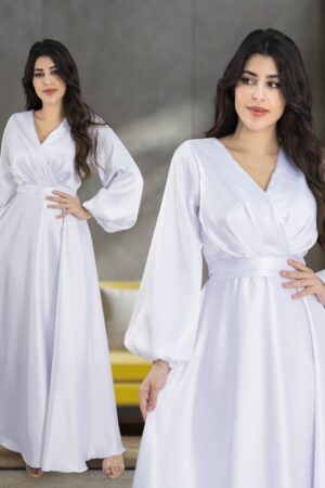 فستان نسائي سهرة خامة لنن ممتاز