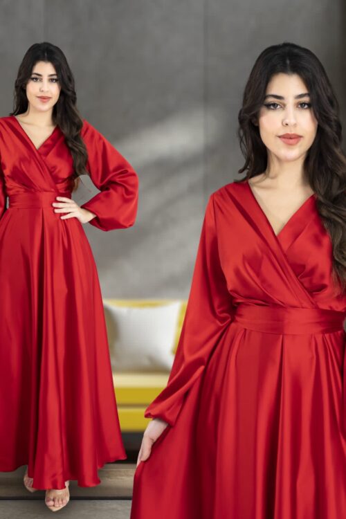 فستان نسائي سهرة خامة لنن ممتاز