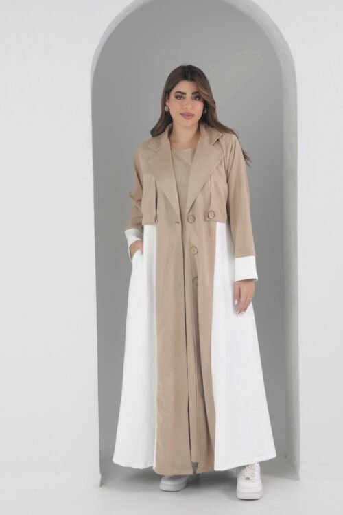 عباية سفره شتوي قطعتين جاكيت مع درس خامة شاموا