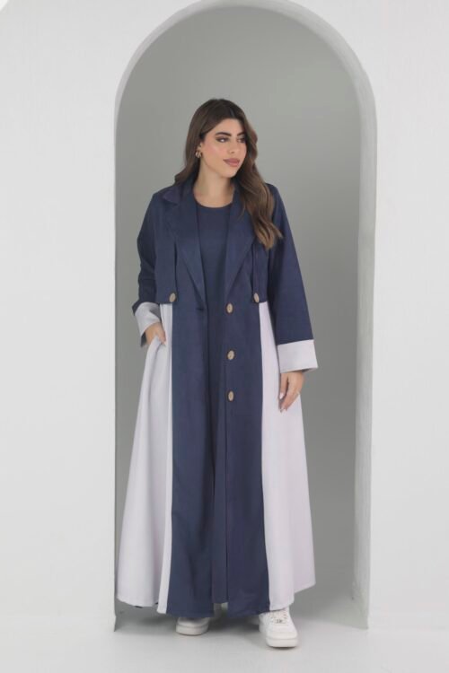 عباية سفره شتوي قطعتين جاكيت مع درس خامة شاموا