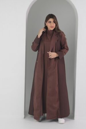 عباية سفره شتوي قطعتين جاكيت مع درس خامة شاموا