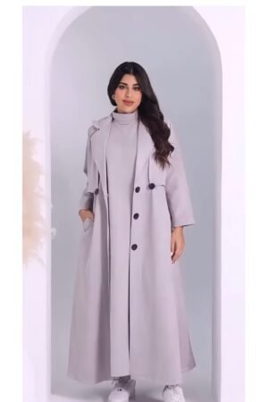 عباية سفره شتوي قطعتين جاكيت مع درس خامة شاموا