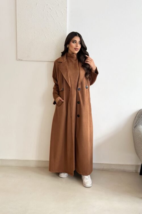 عباية سفره شتوي قطعتين جاكيت مع درس خامة شاموا