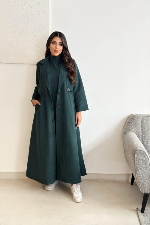 عباية سفره شتوي قطعتين جاكيت مع درس خامة شاموا