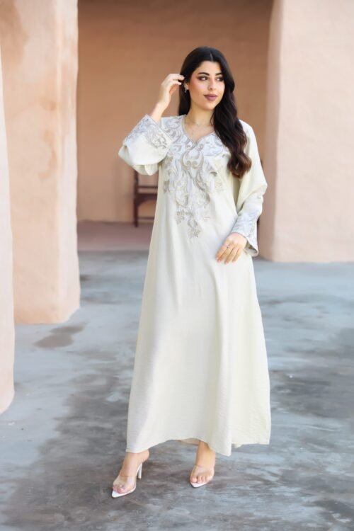 دراعة نسائي خامة قطن امريكي تطريز مع كريستال