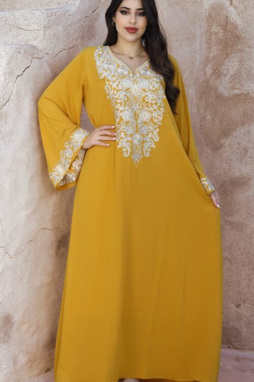 دراعة نسائي خامة قطن امريكي تطريز مع كريستال