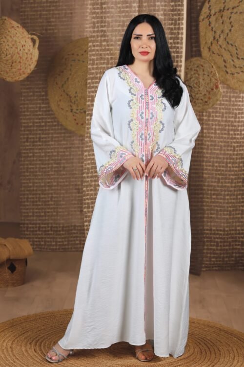 دراعة نسائي خامة قطن امريكي تطريز مع كريستال