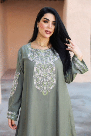 دراعة نسائي خامة قطن امريكي تطريز مع كريستال