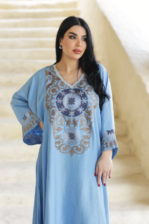 دراعة نسائي خامة قطن امريكي تطريز مع كريستال