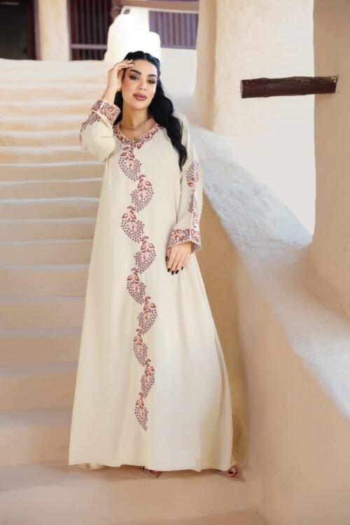 دراعة نسائي خامة قطن امريكي تطريز مع كريستال