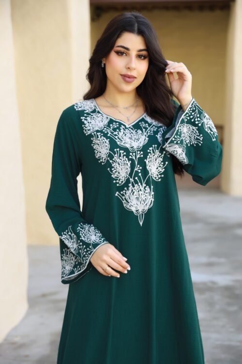 دراعة نسائي خامة قطن امريكي تطريز مع كريستال