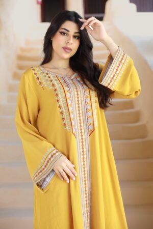 دراعة نسائي خامة قطن امريكي تطريز مع كريستال